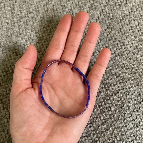 Vibrant Handmade Purple and Blue Tila Beaded Bracelet - Picture 3 of 10
